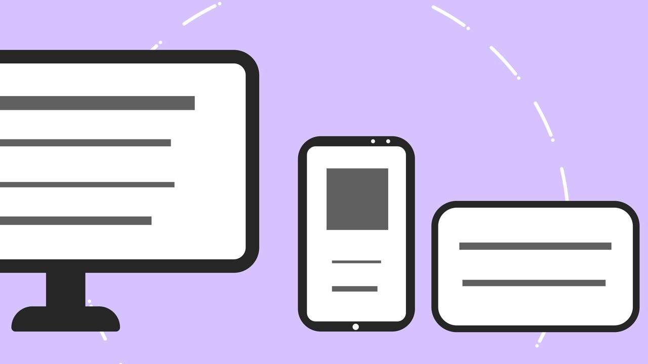 heros-img Vector icons with a modern phone beside a computer monitor and credit card, with gray lines on a purple background